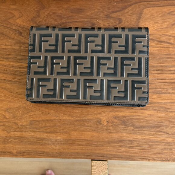 Fendi Zucca Brown Black and Red Wallet on a Chain with Gold Hardware Authentic - Picture 2 of 5